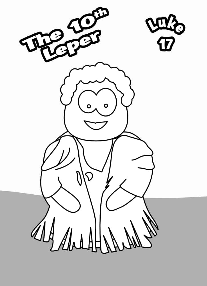 10th leper healed colouring page